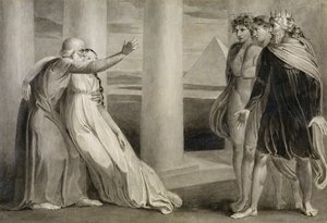 ティリエル、瀕死のミラタナをサポートし、息子を呪う、1786年-89年（紙にペン、インク、ブラシ）